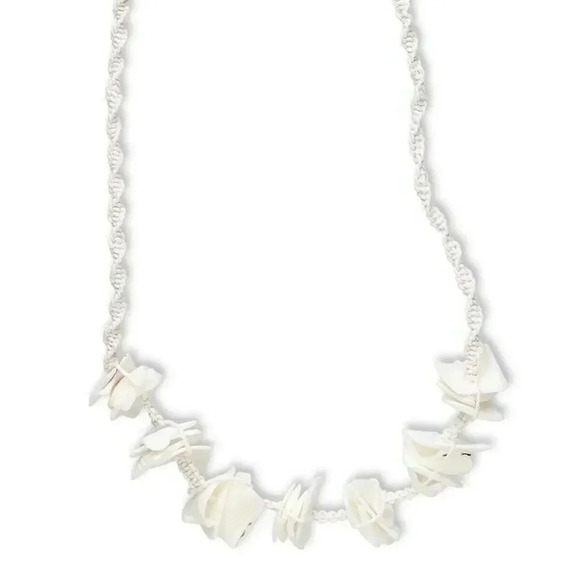 Organic Bali Beach Style Natural Scallop Shell Twisted Macrame Cord Necklace - Picture 1 of 3